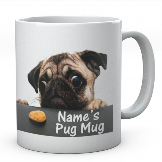 1 Biscuit Pug Mug Customised With Name Ceramic Mug