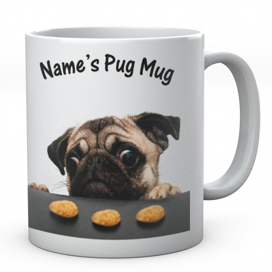 3 Biscuit Pug Mug Customised With Name Ceramic Mug