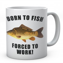 Born To Fish Forced To Work Ceramic Mug Mirror Carp Design