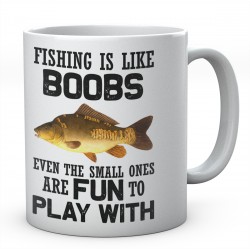 Fishing Is Like Boobs Even The Small Ones Are Fun To Play With Ceramic Mug Mirror Carp Design