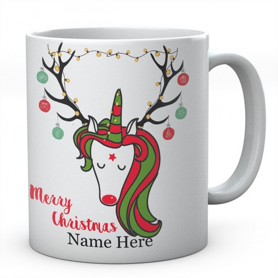 Unicorn Christmas Tree Merry Christmas Personalised Funny Mug 
