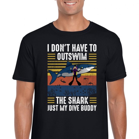 I Don't Have To Outswim The Shark Just My Dive Buddy Unisex Black T Shirt