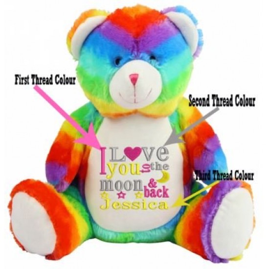 Embroidered Love You To The Moon & Back Rainbow Bear