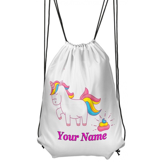 Personalised Unicorn Poop Drawstring Gym Bag