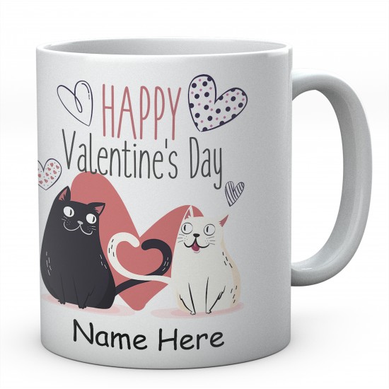 Happy Valentine's Day Cat Personalised Ceramic Mug