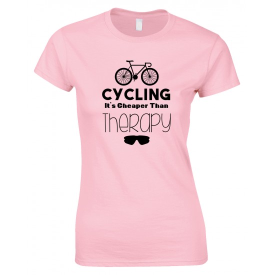 Cycling It's Cheaper Than Therapy-Ladies Style T Shirt