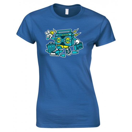 Boombox Cartoon Funny Ladies Style  T Shirt 