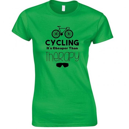 Cycling It's Cheaper Than Therapy-Ladies Style T Shirt