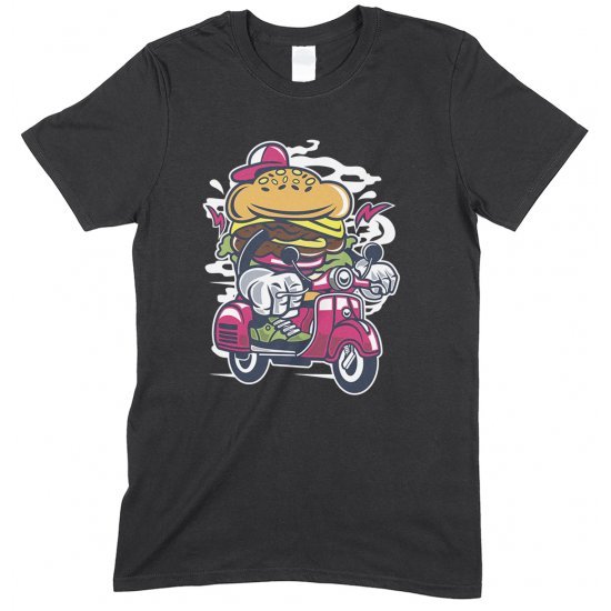 Burger scooter Cartoon - Children's Funny T Shirt Boy-Girl 