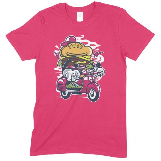 Burger scooter Cartoon - Children's Funny T Shirt Boy-Girl 