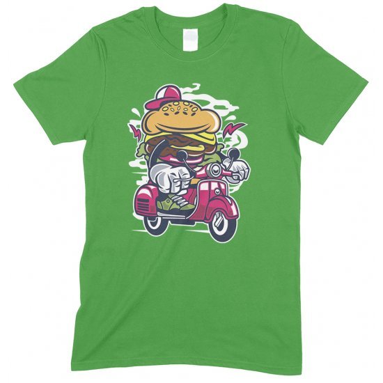 Burger scooter Cartoon - Children's Funny T Shirt Boy-Girl 