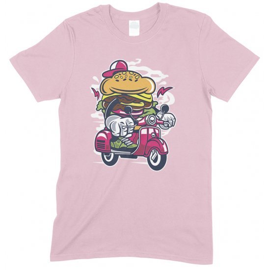 Burger scooter Cartoon - Children's Funny T Shirt Boy-Girl 