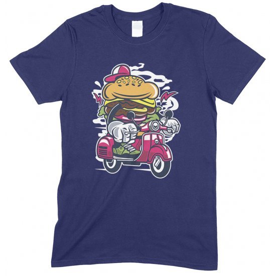 Burger scooter Cartoon - Children's Funny T Shirt Boy-Girl 