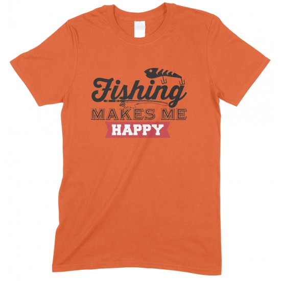 Fishing Makes Me Happy-Adults Fishing T Shirt