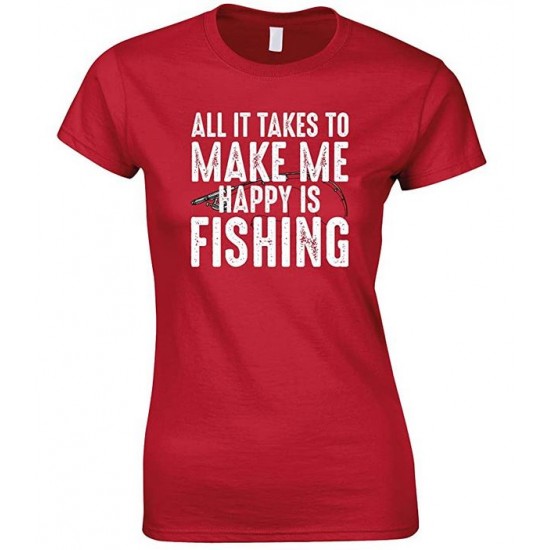  Fishing T-Shirt All It Takes To Make Me Happy Is