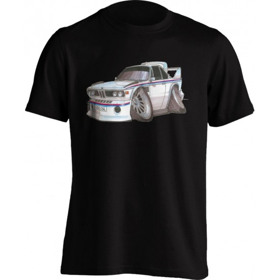 Koolart BMW 3.0 CSi White/Red&Blue Stripe 0732 Adults T Shirt