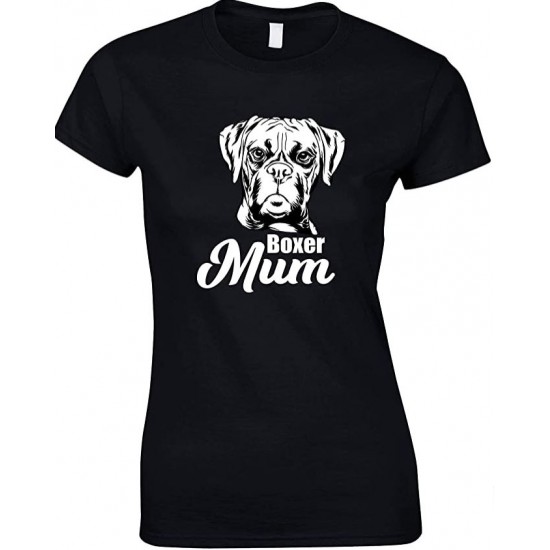  Boxer Face Dog Mum-Ladies T Shirt 