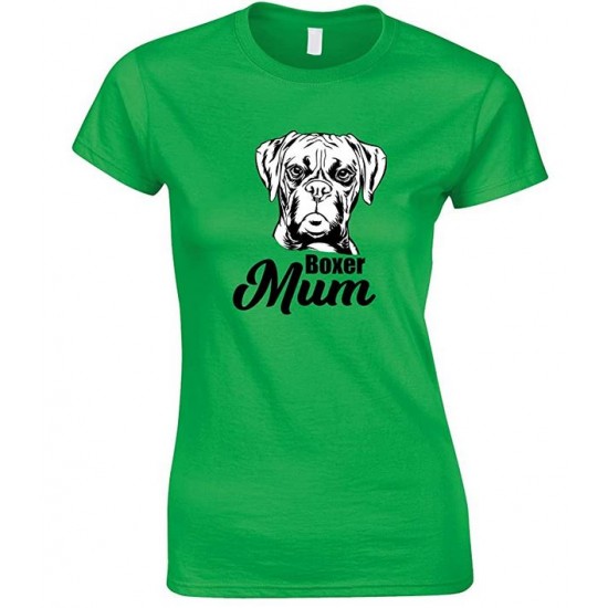  Boxer Face Dog Mum-Ladies T Shirt 