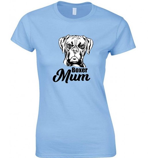  Boxer Face Dog Mum-Ladies T Shirt 