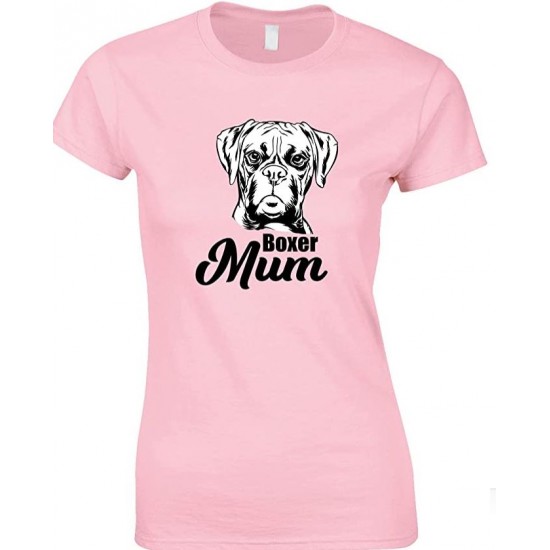  Boxer Face Dog Mum-Ladies T Shirt 