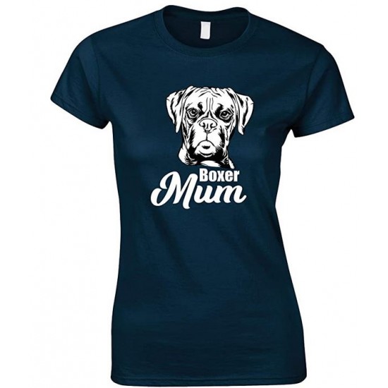  Boxer Face Dog Mum-Ladies T Shirt 