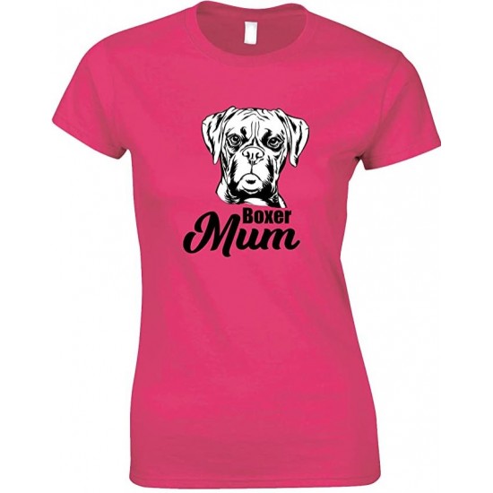  Boxer Face Dog Mum-Ladies T Shirt 