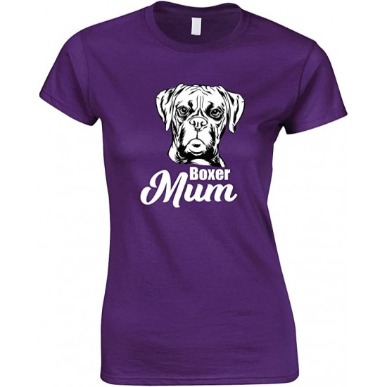  Boxer Face Dog Mum-Ladies T Shirt 