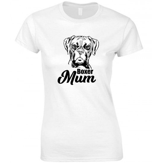  Boxer Face Dog Mum-Ladies T Shirt 