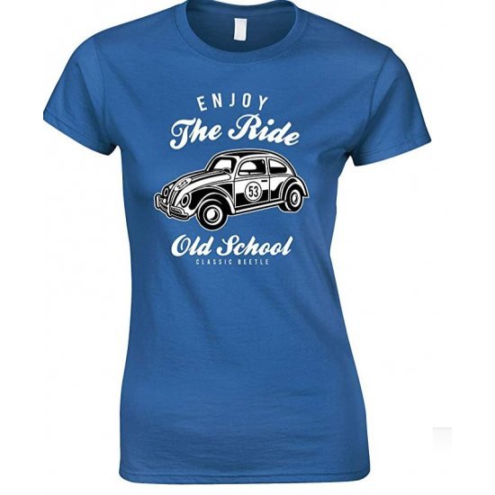 Enjoy The Ride- Old School Classic Beetle Ladies Fun T Shirt 