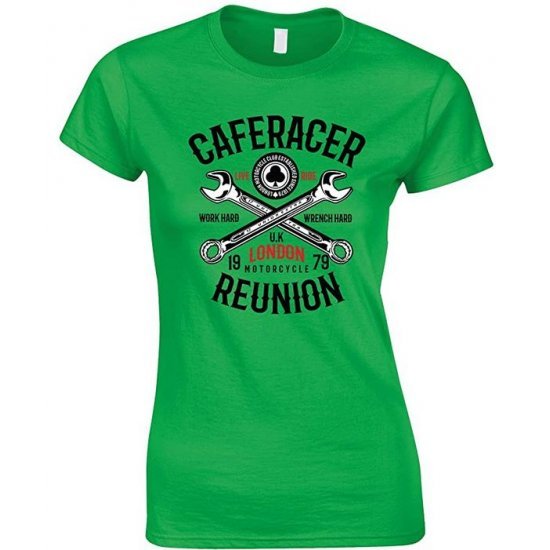 Caferacer Reunion Motorcycle London UK Ladies T Shirt 