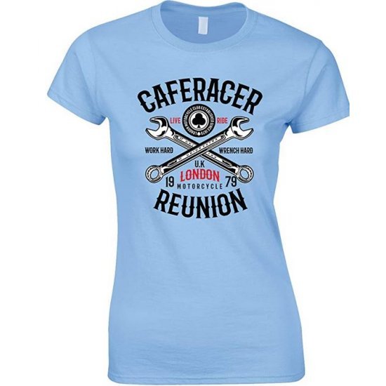 Caferacer Reunion Motorcycle London UK Ladies T Shirt 