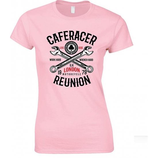 Caferacer Reunion Motorcycle London UK Ladies T Shirt 