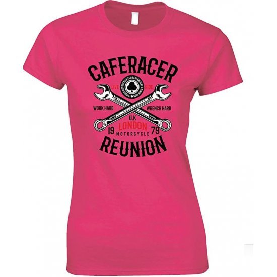 Caferacer Reunion Motorcycle London UK Ladies T Shirt 