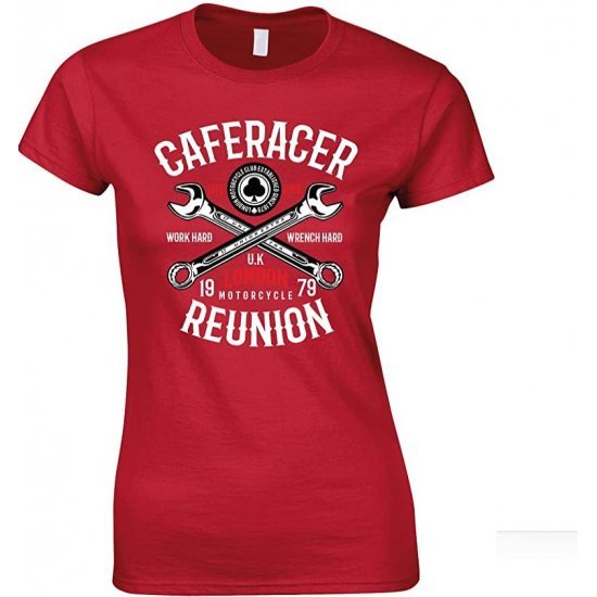 Caferacer Reunion Motorcycle London UK Ladies T Shirt 