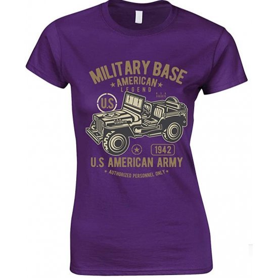 Military Base American Legend Army Jeep Ladies T Shirt 