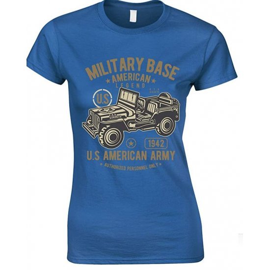 Military Base American Legend Army Jeep Ladies T Shirt 