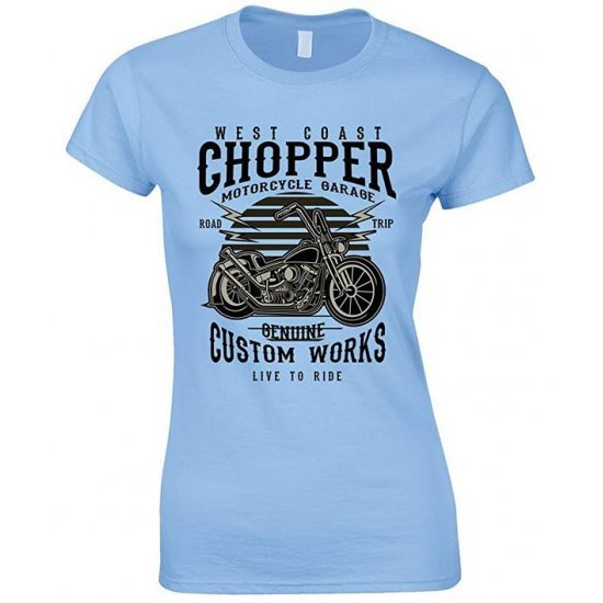 Ladies -West Coast -Chopper Motorcycles Garage- Live to Ride T-Shirt