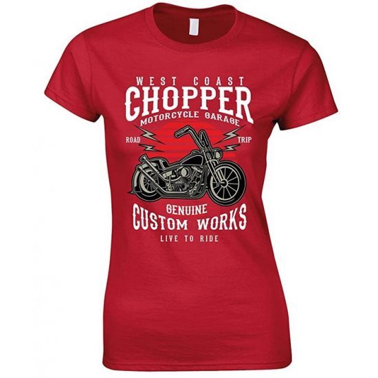 Ladies -West Coast -Chopper Motorcycles Garage- Live to Ride T-Shirt