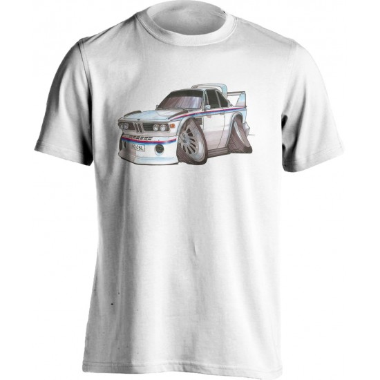 Koolart BMW 3.0 CSi White/Red&Blue Stripe 0732 Adults T Shirt